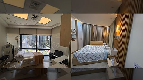 One of the rooms for the Skin & Laser Hub of the MakatiMed Wellness Center (L) and the In-Patient room (R) for patients with checkups lasting more than a day.