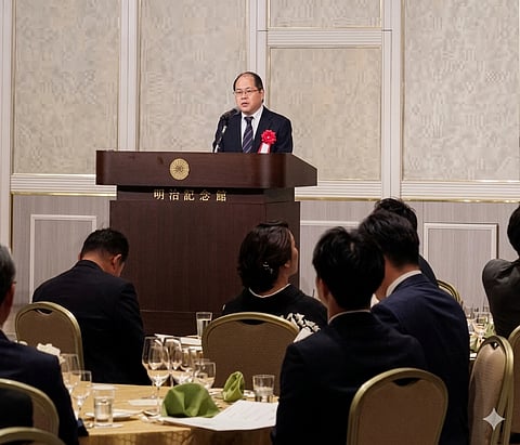 PANGA delivering speech in a business forum in Japan.