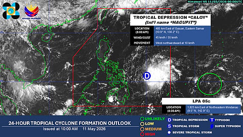 24-hour Tropical Cyclone Formation Outlook by PAGASA issued on 10:00 A.M., 11 May 2026