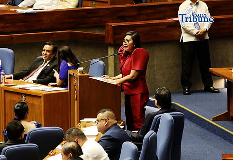 Batangas 2nd District Rep. Gerville Luistro during herdelivery of a speech to sponsor the Articles of Impeachment against Vice President Sara Duterte before the plenary of the House on Monday, 11 May.