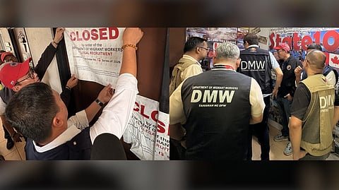 OFFICIALS from the Department of Migrant Workers lead authorities in closing State 101 Travel Visa Consultancy pursuant to Closure Order No. 12, Series of 2026. The firm was shut down for illegally offering caregiving jobs in California, USA, by promising applicants they could work using only a tourist visa.