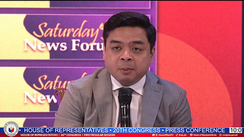 Bicol Saro Representative and House Committee on Publi Accounts Chairman Terry Ridon, speaking at the Saturday News Forum at Dapo Restaurant, Quezon City, 16 May. (Screenshot from: House of Representatives)