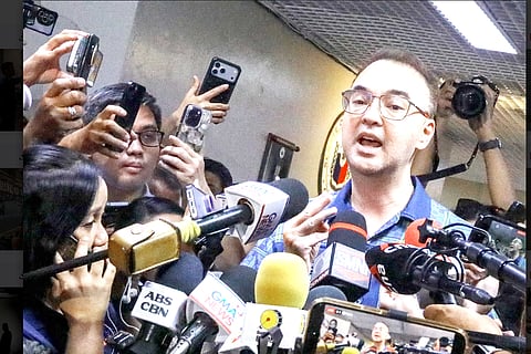 SENATE President Alan Peter Cayetano fields questions from the press as tensions swirl around the chamber.