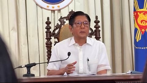 President Ferdinand Marcos addresses members of the Japanese media in Malacanang on Monday afternoon.