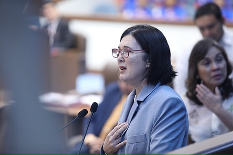 Sen. Pia Cayetano express her emotions as she rebuts Sen. Risa Hontiveros’s remark that it seemed “nothing happened” following the shooting incident at the Senate.