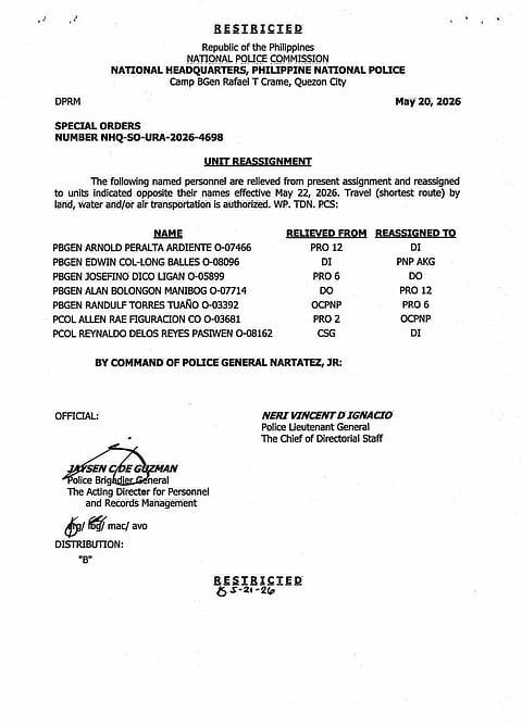 Tuaño named W. Visayas police chief; 6 other PNP officials reassigned