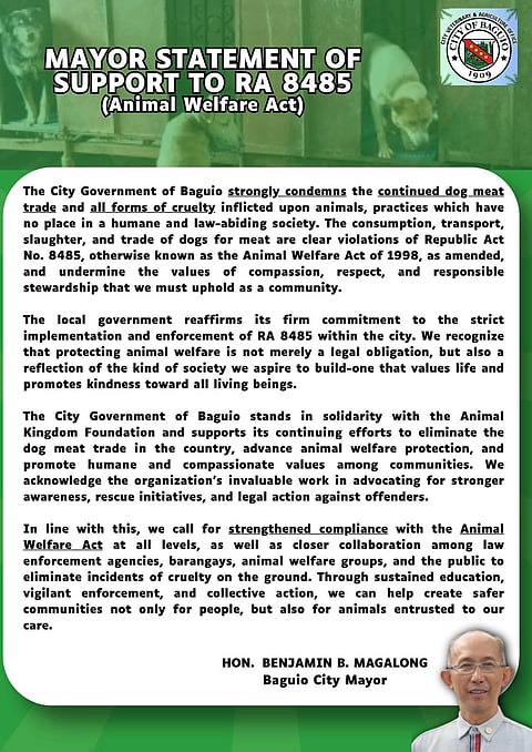 Baguio condemns dog meat trade