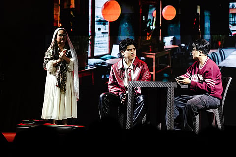A dramatic confrontation unfolds onstage in 'Hook Up.'
