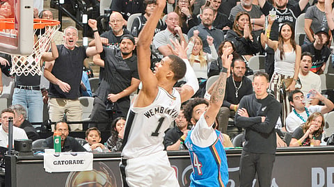 VICTOR Wembanyama powers the San Antonio Spurs to a 103-82 victory over the Oklahoma City Thunder to level their NBA Western Conference semifinal series at two games apiece.