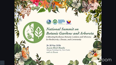 The DENR-ERDB opened the National Summit on Botanic Gardens and Arboreta (NSBGA) 2026 on Tuesday, May 26, at Acacia Hotel Alabang in Muntinlupa. Photo screenshot from the summit Zoom)