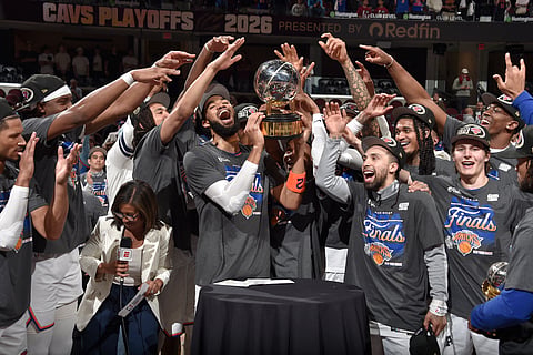 THE New York Knicks celebrate after posting a 130-93 win over the Cleveland Cavaliers in Game 4 of their NBA Eastern Conference Finals series. The Knicks advanced to the NBA Finals for the first time since 1999 against the winner of the Western Conference Finals between the San Antonio Spurs and the Oklahoma City Thunder.