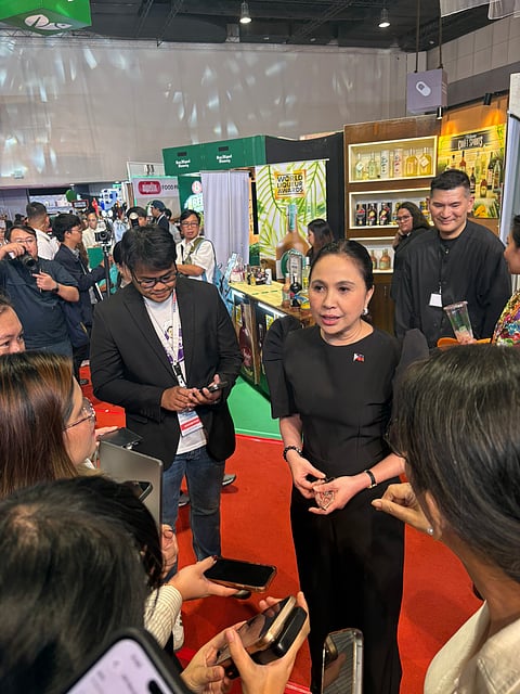 TRADE and Industry Secretary Cristina Roque fields questions from media members regarding the key Chinese investment.