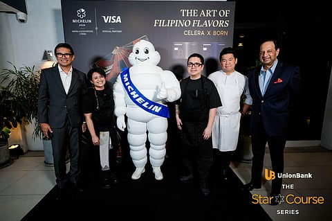 VISA Philippines country manager Jeffrey Navarro, Quenee Vilar, the Michelin Man, Nicco Santos, chef Zor Tan and consumer bank head of Union Bank of the Philippines Manoj Varma.