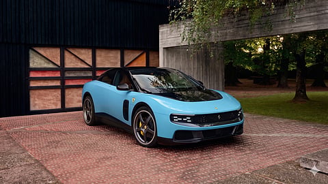 FRONT profile highlights the Ferrari Luce’s smooth glass house and floating aerodynamic surfaces.