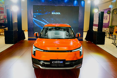 FRONT view of the Dongfeng Vigo EV shows the compact electric SUV during its Philippine launch at GH Mall.