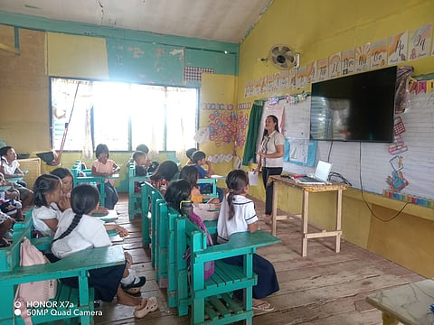 TEACHER Irene Ayala’s chalk-talk class will no longer bore students at the now energized and connected Dinagat Elementary School.