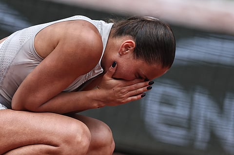 MARTA Kostyuk gets emotional after beating Iga Swiatek in the Last 16 of the French Open women’s singles event on Sunday.