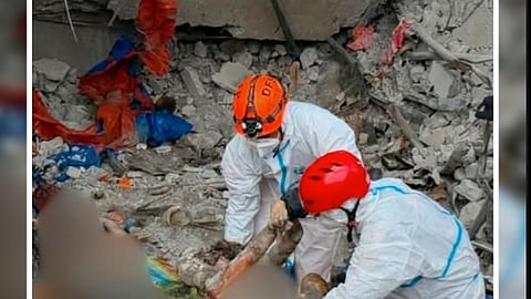 Responders extricate three more victims at 1:19pm, June 2, bringing the total death toll to 20 at the collapse site in Angeles City.