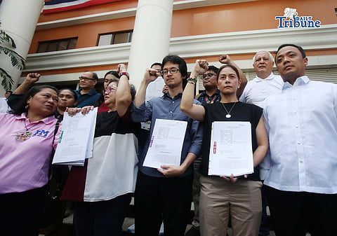 (June 03 2026) Tindig Pilipinas filed an obstruction of justice complaint against Senate President Alan Peter Cayetano, Senator Robin Padilla, and Senate Sergeant-at-Arms Mao Aplasca, at the Office of the Ombudsman in Quezon City on Wednesday, June 3, 2026, in connection with alleged assistance in the escape of Sen. Bato dela Rosa, they also calling for Cayetano’s resignation and urging the Senate to resume its sessions and return to work amid the issue. Photo/Analy Labor