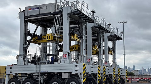 EACH Kalmar hybrid automatic container carriers is equipped with lithium-ion battery systems that enable energy recovery during operations.