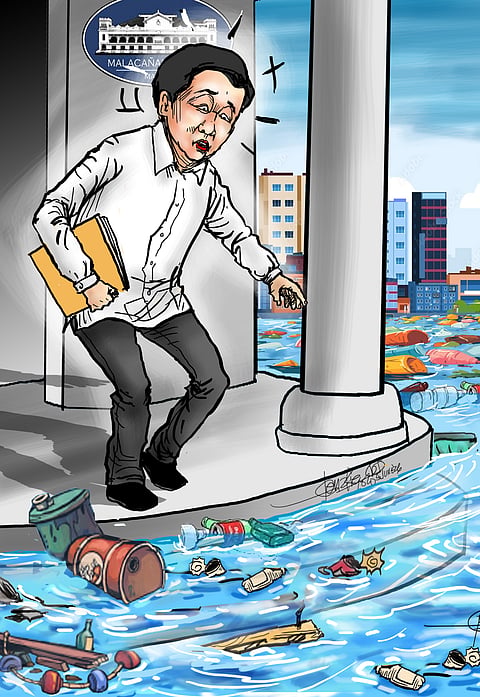 Garbage swims home