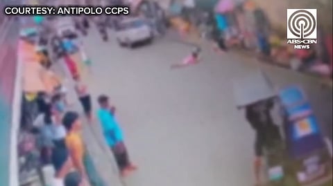 CCTV Footage of road incident on Sunday afternoon, June 7, at Don Vicente Avenue, Barangay Cupang, Antipolo. (Screenshot of CCTV from ABS-CBN News)