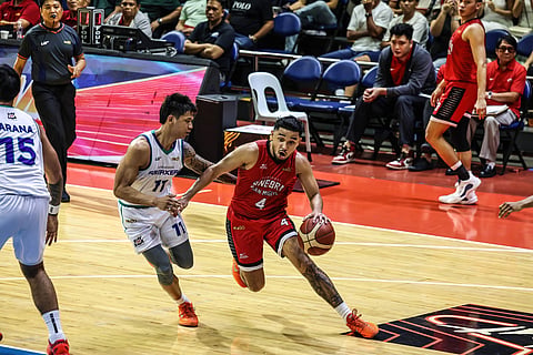 RJ Abarrientos serves as the engine that keeps Barangay Ginebra running in the Philippine Basketball Association Season 50 Commissioner’s Cup.