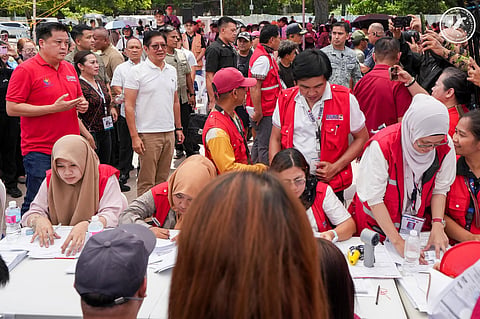 President Ferdinand Marcos Jr. on Wednesday witnessed the distribution of P5,000 cash assistance to quake-hit residents of General Santos City.