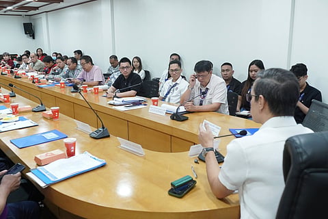 MANILA Mayor Francisco Domagoso (right) speaks to local officials and other concerned agency representatives as he ordered the inspection of all schools, older buildings and government facilities in the city.