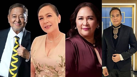 The EDDYs icons 2026. (From left) Edgar Mortiz, Rio Locsin, Janice de Belen and John Arcilla.