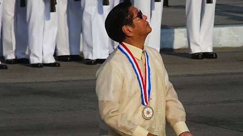 PRESIDENT Ferdinand Marcos Jr. leads the flag-raising ceremony in celebration of the 128th anniversary of the proclamation of Philippine independence in Quirino Grandstand, Manila, on Friday, 12 June. The Chief Executive also lays a wreath at the Jose Rizal monument to honor the nation’s heroes, as members of the diplomatic corps, Cabinet and other government officials join the celebration.