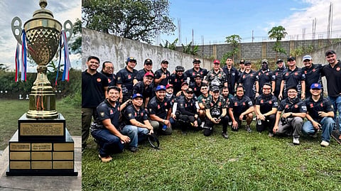 THREE-PEAT COMPLETE. The Upsilon Sigma Phi Shooting Team, known as the "Shootsilonians," celebrates after capturing its third consecutive Battle of the Fraternities championship at the Iron Sights Shooting Range in Silang, Cavite. The victory extends the fraternity's dynasty and underscores a tradition of discipline, precision, and brotherhood spanning generations.