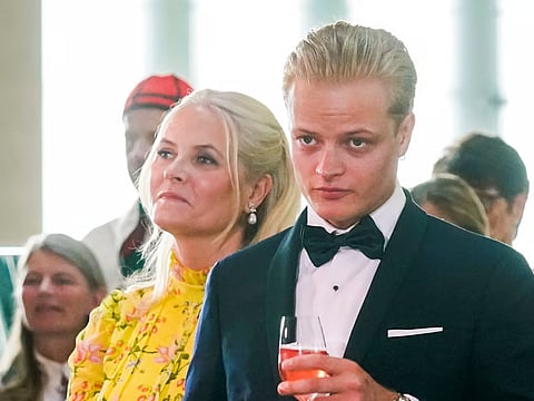 Marius Borg Høiby and Crown Princess Mette-Marit at the government's party in connection with Princess Ingrid Alexandra's coming-of-age day, at Deichman Bjorvika, Oslo's main library, in 2022.