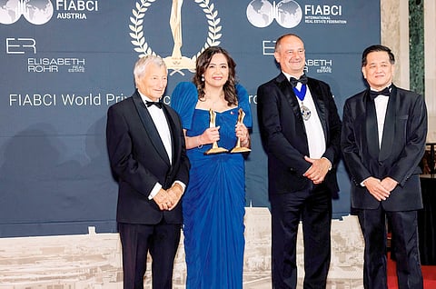 FILINVEST Alabang Inc. President and CEO Catherine Ilagan receives the Gold Awards for Filinvest City and the Our Lady of Lourdes Chapel during the 2026 FIABCI World Prix d’Excellence Awards Ceremony held in Vienna — marking the Philippines’ historic first win at the prestigious global real estate competition.