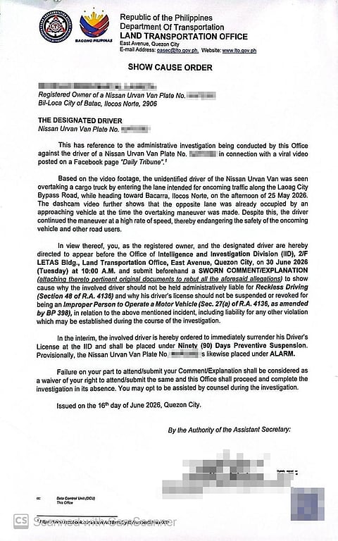 Dashcam footage leads to LTO probe of motorist in Ilocos Norte