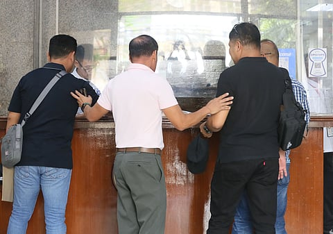 FIVE former Marines who served as bodyguards and alleged ‘bagmen’ for former Rep. Elizaldy Co arrive at the Office of the Ombudsman in Quezon City on Wednesday. The men appeared before investigators to submit individual affidavits concerning their alleged involvement in a P805-billion flood control scam.