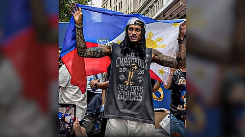 NEW York Knicks guard Jordan Clarkson, who played for several Philippine national teams in international competitions, proudly waves the Philippine flag during the team’s victory parade celebrating its 2026 NBA championship.
