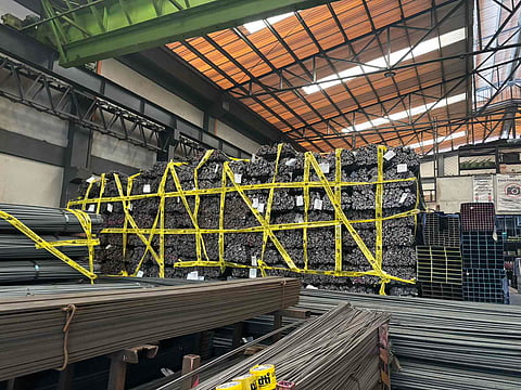 The steel products confiscated by the DTI and NBI in a recent raid in Valenzuela and Manila.