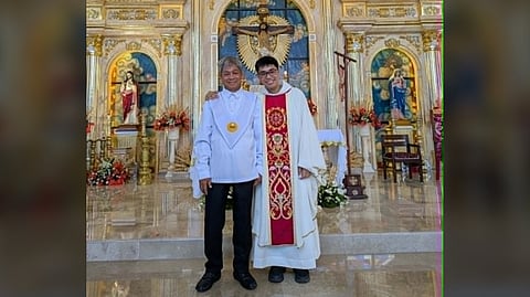 DOMINADOR Bulan Sr. (left), a proud father of Father Dom Jr. (right).