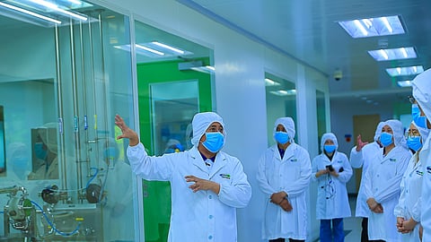 MEMBERS of the House Committee on Health, and the Committee on Trade and Industry visit various sections of Amherst Laboratories, seeing first-hand the stringent quality standards involved in the making of Unilab products.