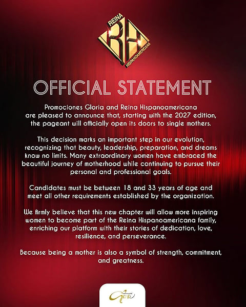 Reina Hispanoamericana pageants official statement