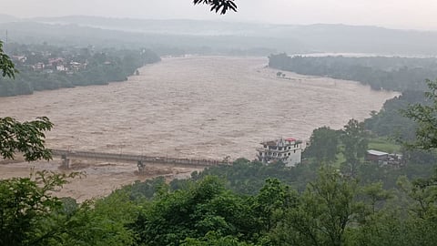 Heavy rainfall at Beas river, Punjab