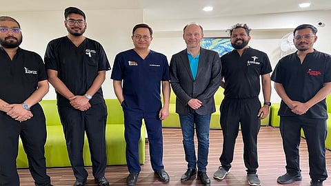 Dr. Heiko Graichen (Switzerland) with Dr. Shubhang Aggarwal and the Orthopaedics Team at NHS Hospital Jalandhar during his visit to discuss robotic joint replacement advancements.