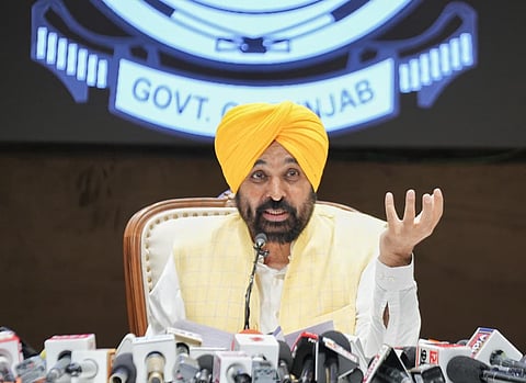 Punjab cm Mann addressing media on Sikh pilgrims’ permission issue