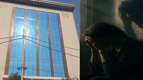 Mariton Hotel and representative image of distressed woman