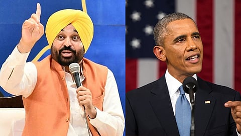 Bhagwant Singh Mann (left) Barack Obama (right)