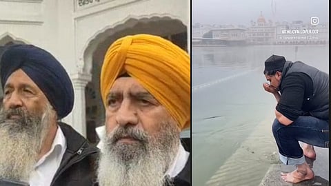 Man makes reel washing face and gargling in Golden Temple Sarovar