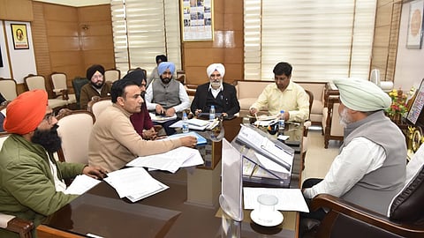 Punjab Finance Minister Harpal Singh Cheema hold a meeting