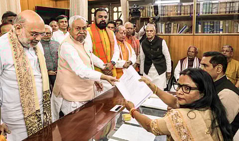 Nitish Kumar files nomination papers for RS polls amid protests by JD(U) workers