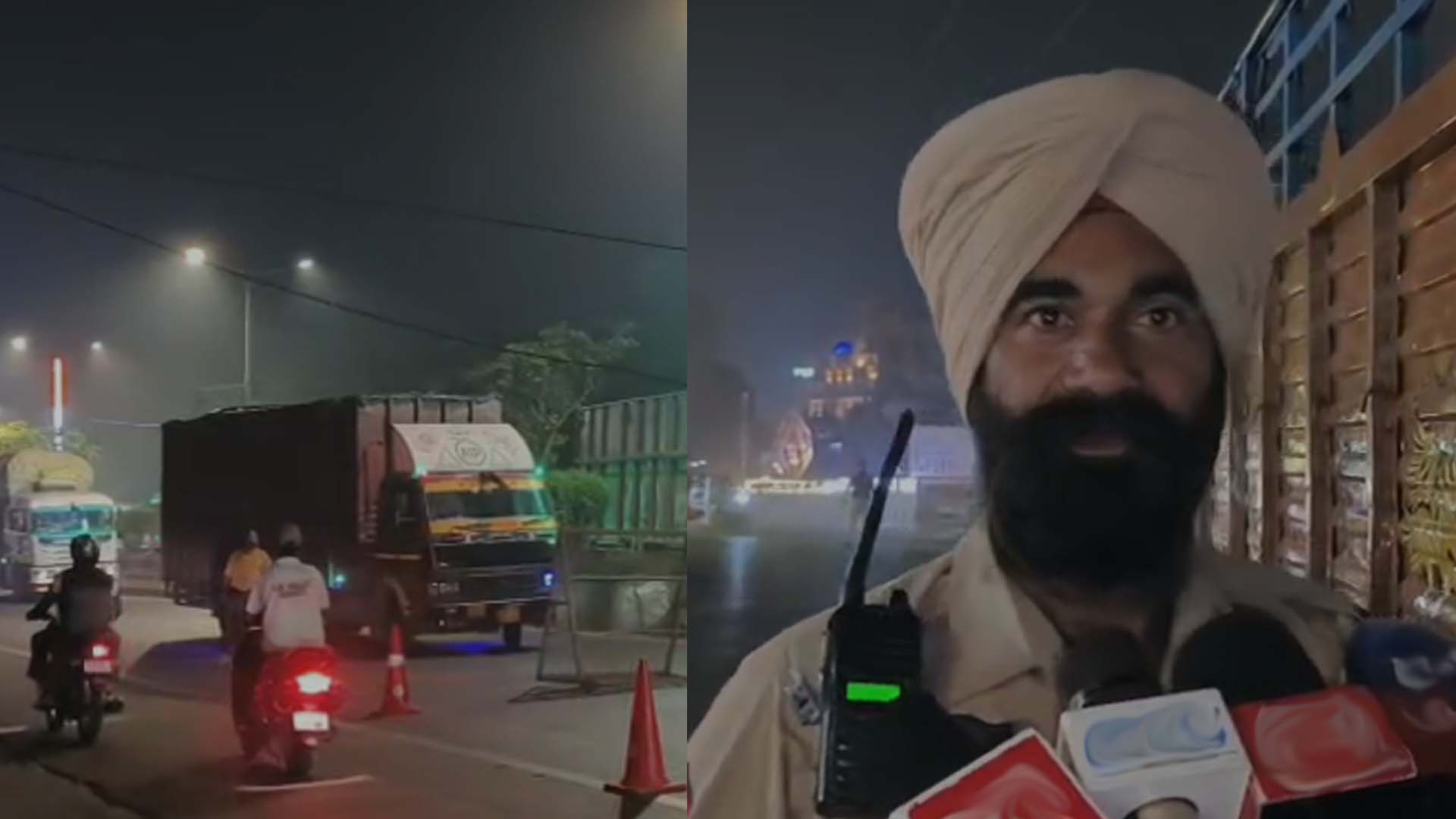 Truck hits power pole near BSF Chowk